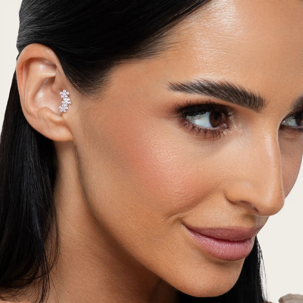 SREBRNI PIRSING FLOWERS - JEDAN KOMAD