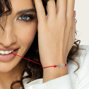 SREBRNA NARUKVICA RED THREAD HEART'S PULSE