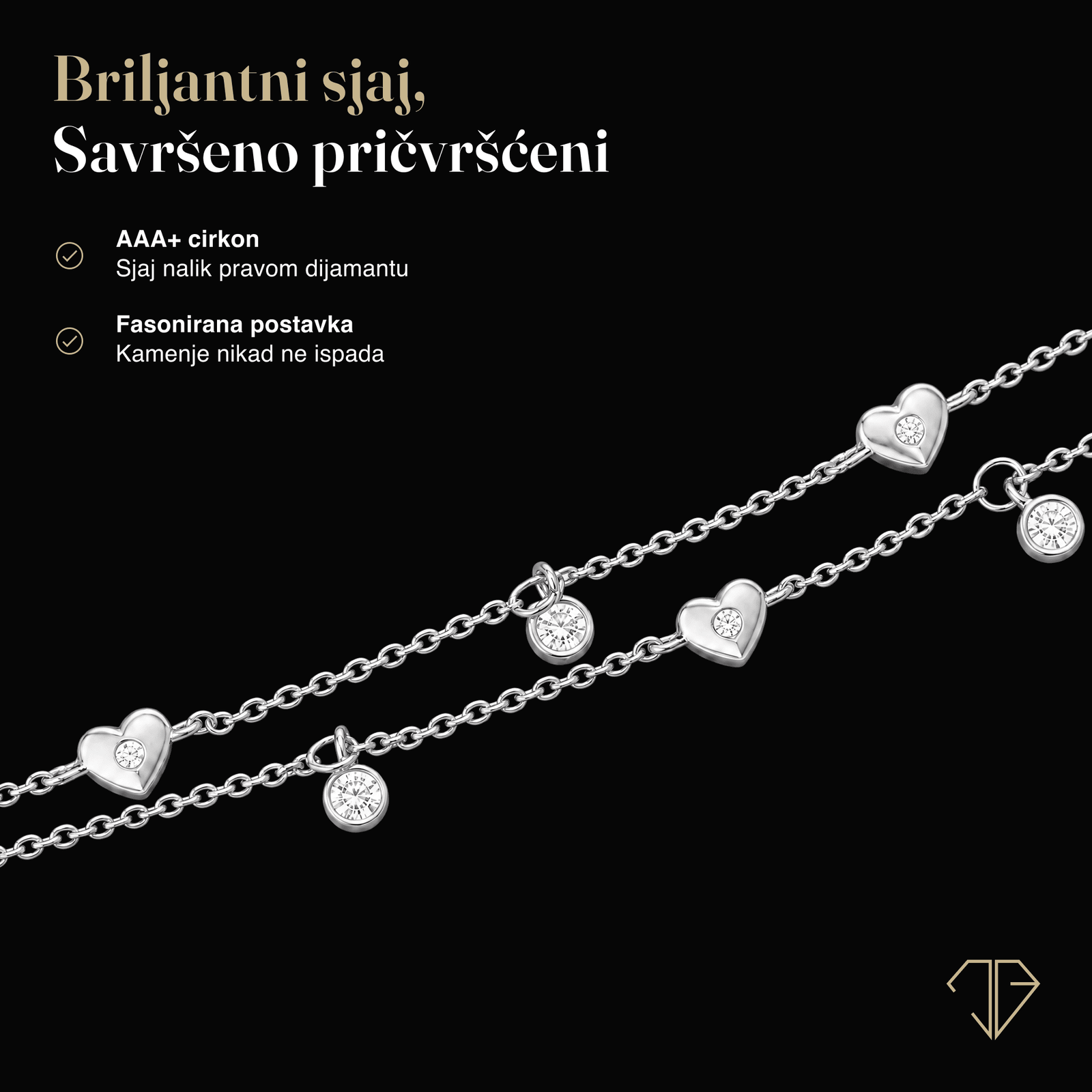 SREBRNA NANOGICA LITTLE HEARTS