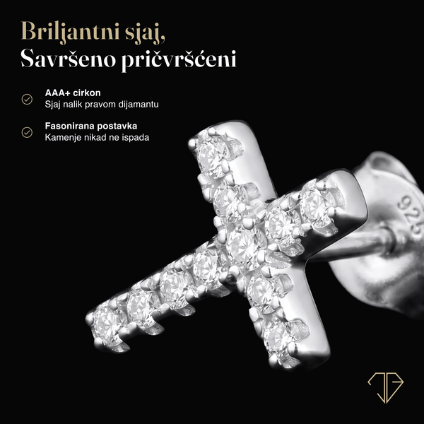 SREBRNE NAUŠNICE MINI CROSS