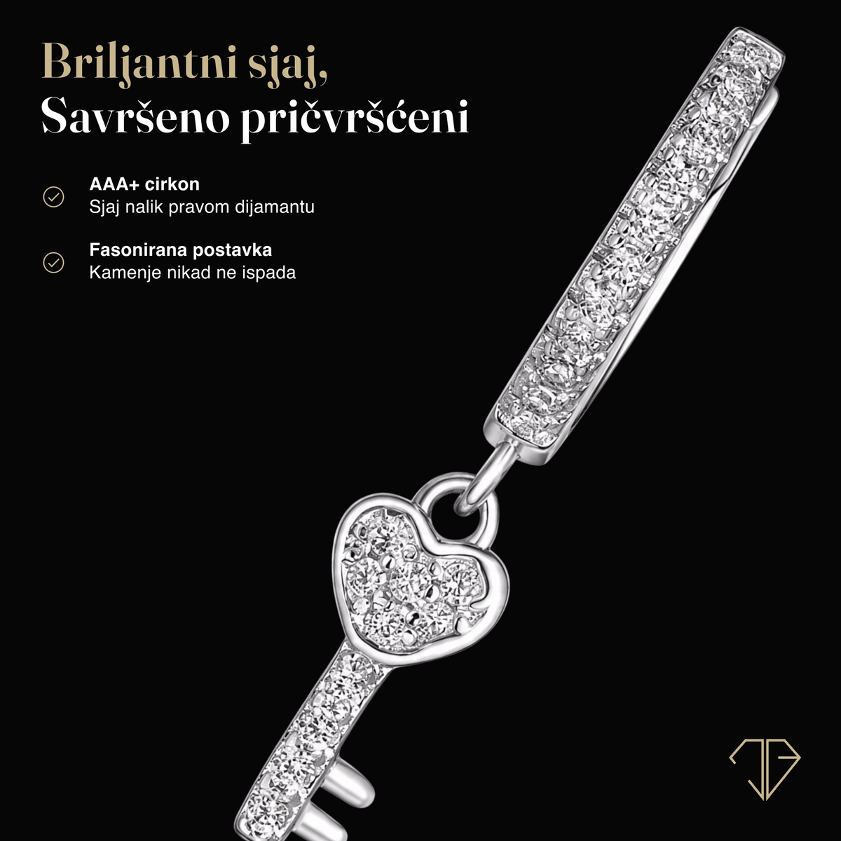 SREBRNE NAUŠNICE LOCKED HEART
