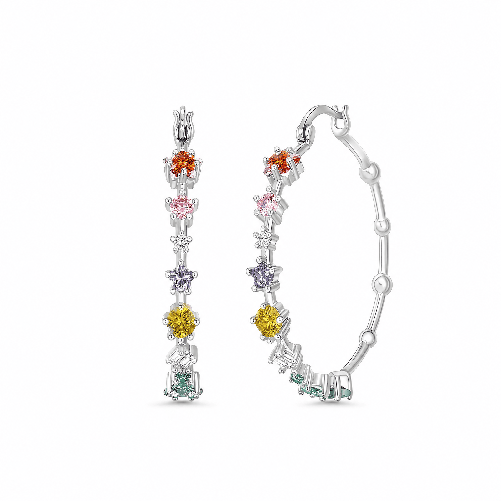 SREBRNE MINDJUŠE RAINBOW HOOPS