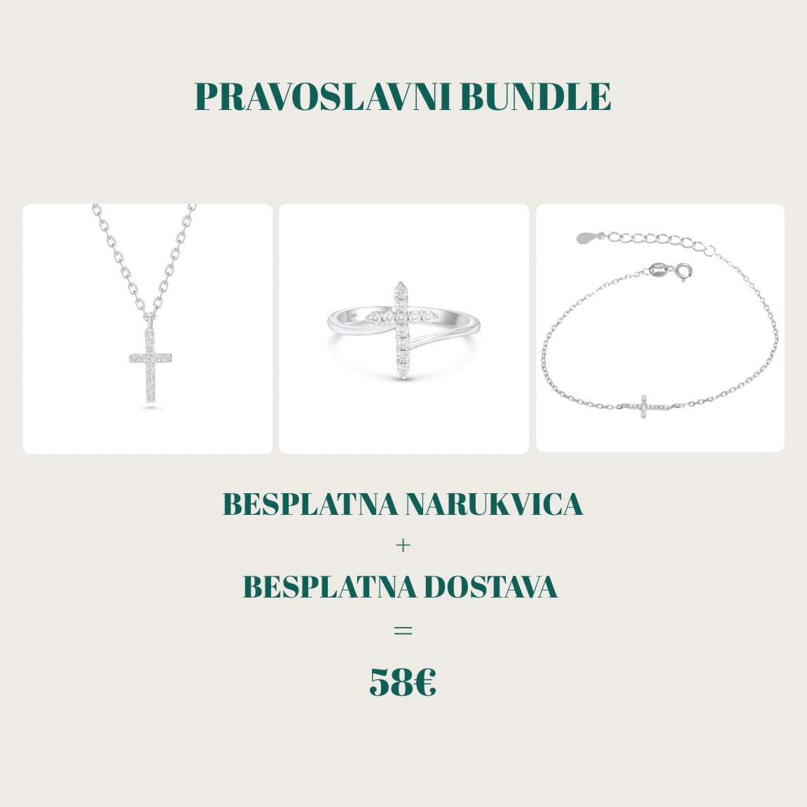 Model wearing cross necklace
