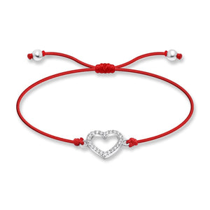 SREBRNA NARUKVICA RED THREAD HEART