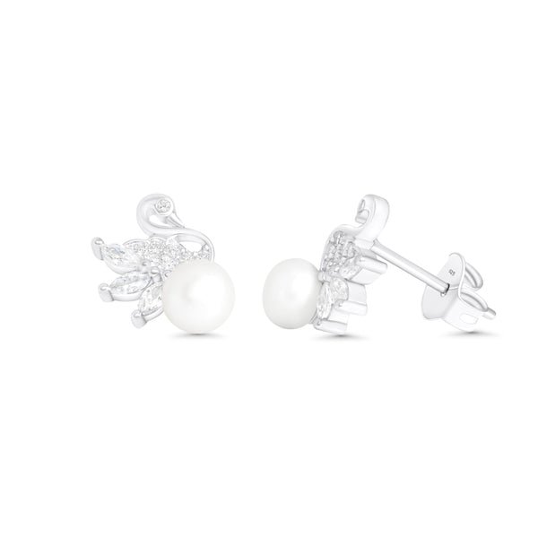 SREBRNE NAUŠNICE SWAN PEARL