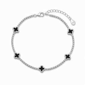 SRERBNA NARUKVICA ONYX CLOVER