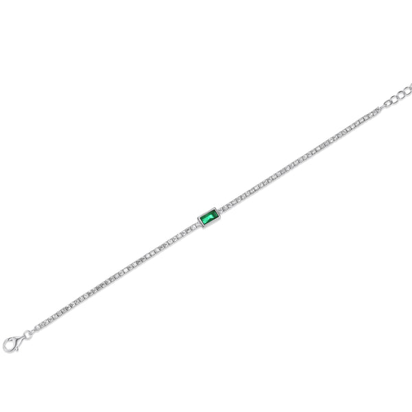 SREBRNA NARUKVICA TENNIS EMERALD