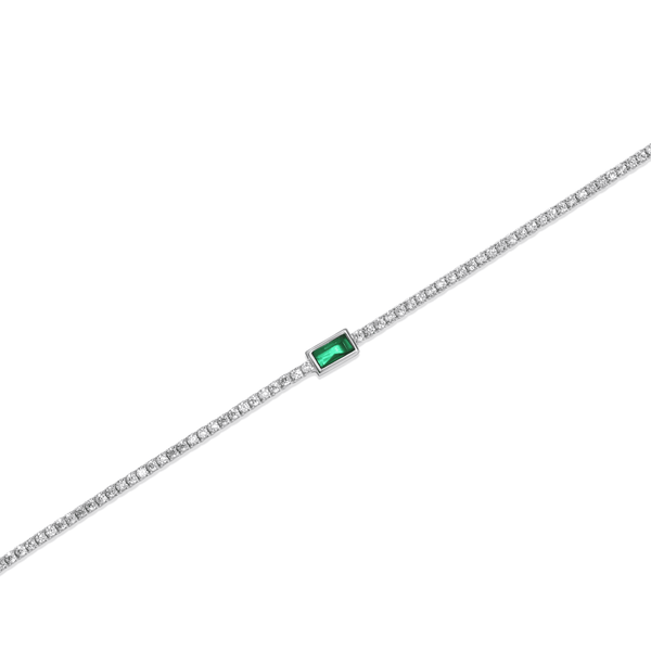 SREBRNA NARUKVICA TENNIS EMERALD